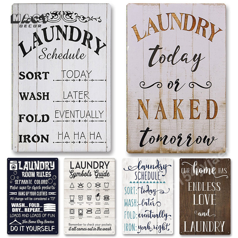 Slogan Metal Tin Sign Laundry  - Vintage Home Textiles reseña y precio