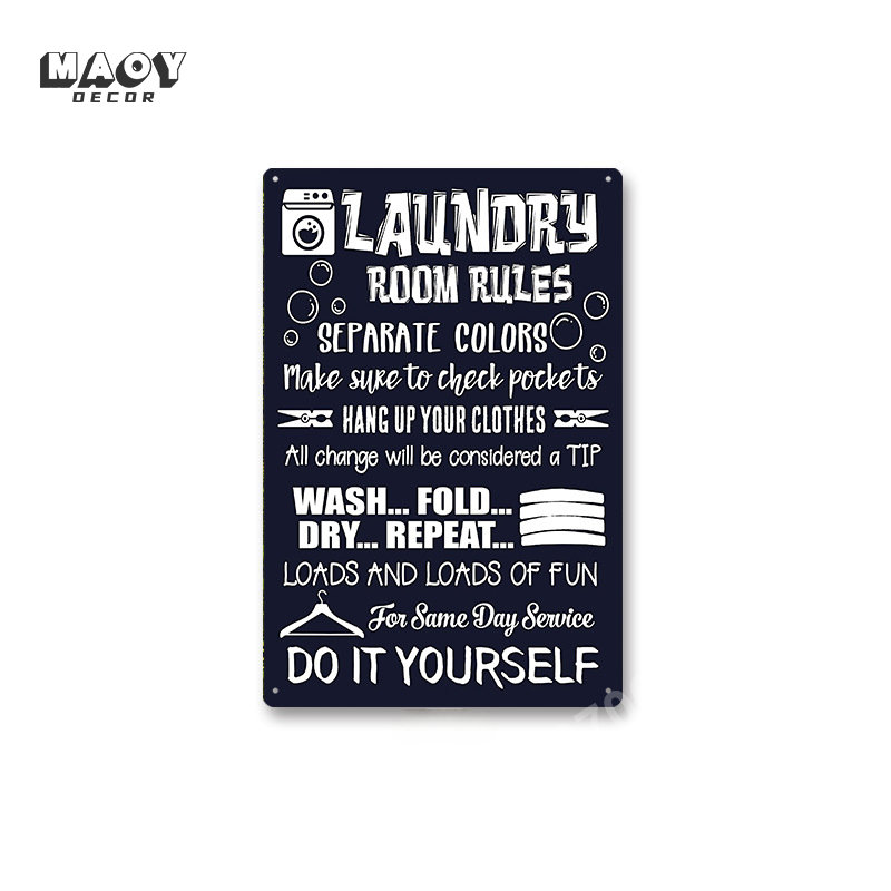 Slogan Metal Tin Sign Laundry  - Vintage Home Textiles reseña y precio