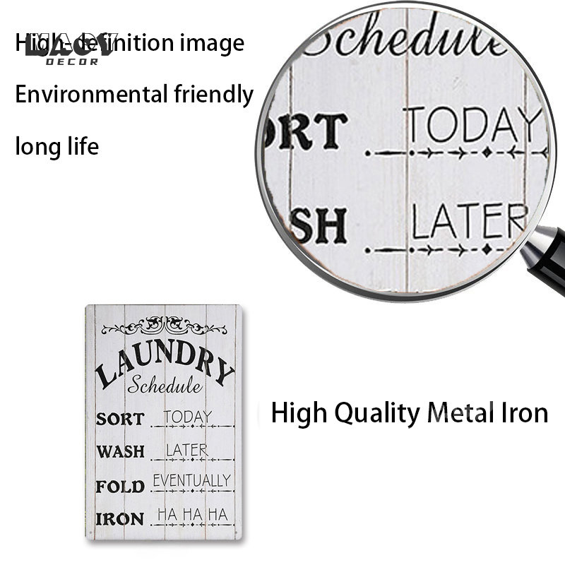 Slogan Metal Tin Sign Laundry  - Vintage Home Textiles reseña y precio