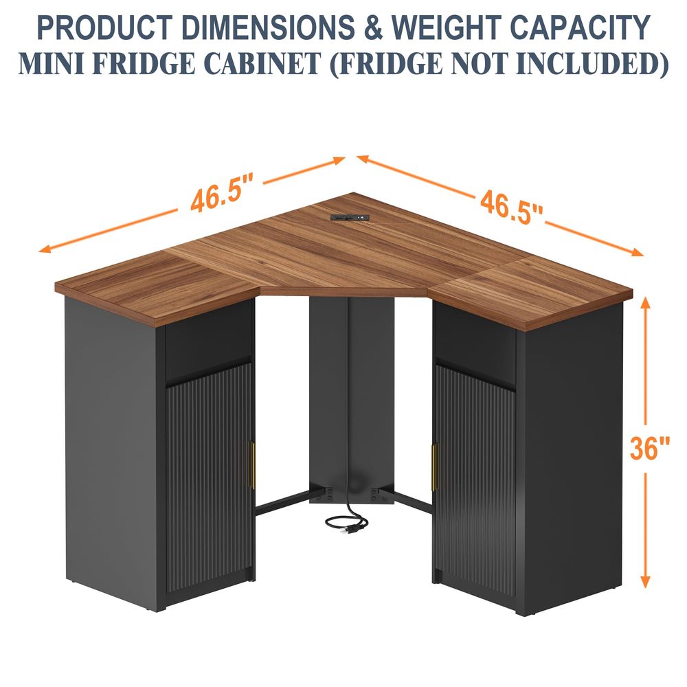 Corner Bar Cabinet with Fridge - Home & Hotel Textiles Private Limited reseña y precio
