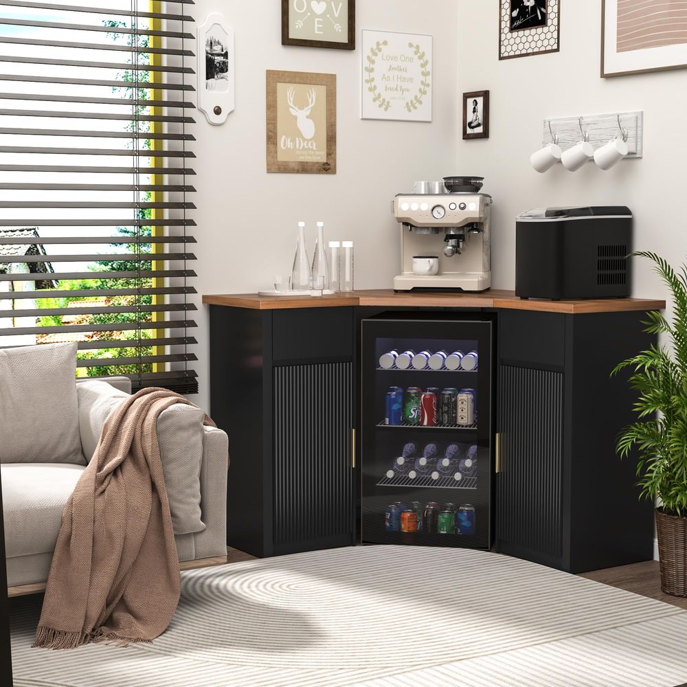 Corner Bar Cabinet with Fridge - Home & Hotel Textiles Private Limited reseña y precio