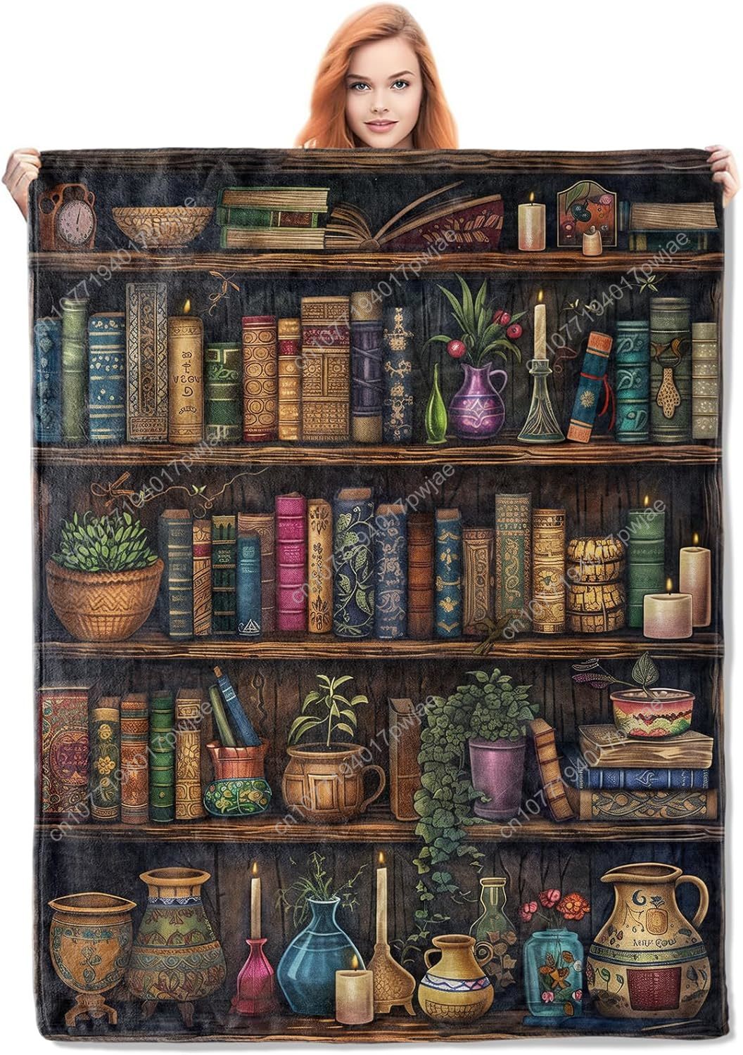 Vintage Bookshelf Blanket Read - Vintage Home Textiles reseña y precio