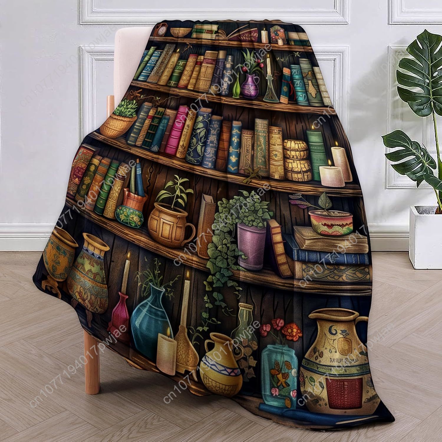 Vintage Bookshelf Blanket Read - Vintage Home Textiles reseña y precio