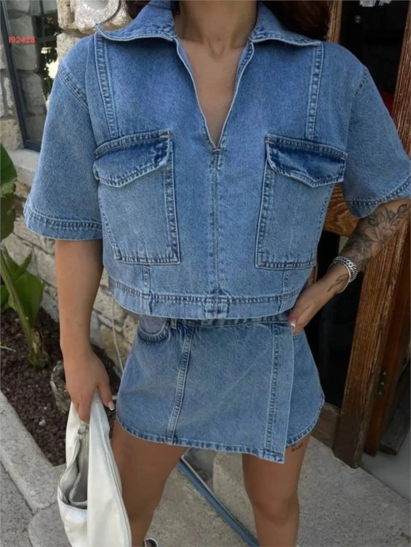 Women's 2 Piece Denim Outfits  - Quilt Cotton Summer reseña y precio