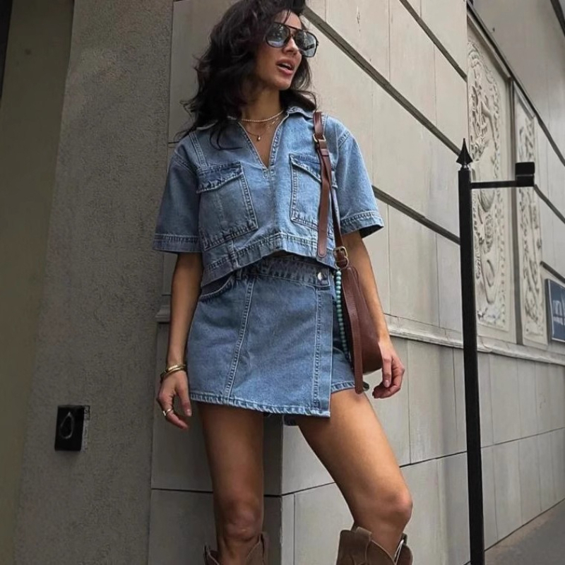 Women's 2 Piece Denim Outfits  - Quilt Cotton Summer reseña y precio
