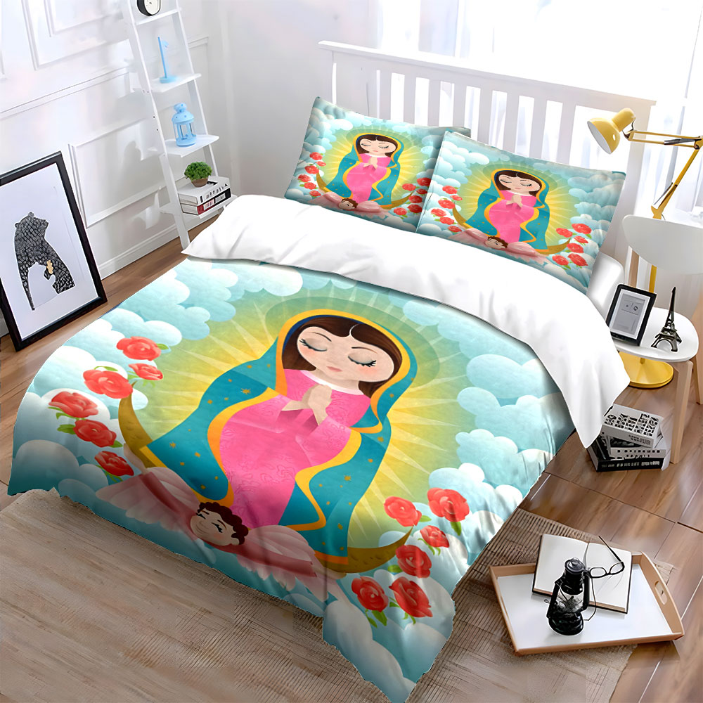 Our Lady of Guadalupe Bedding  - Linen Duvet Cover reseña y precio