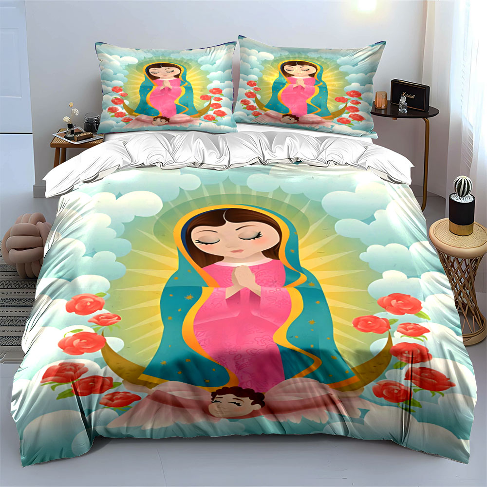 Our Lady of Guadalupe Bedding  - Linen Duvet Cover reseña y precio
