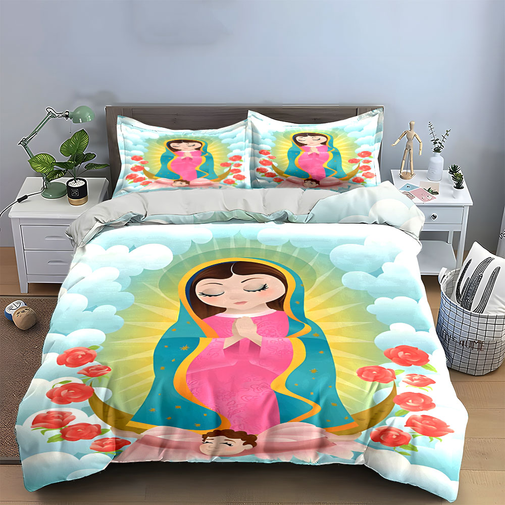Our Lady of Guadalupe Bedding  - Linen Duvet Cover reseña y precio