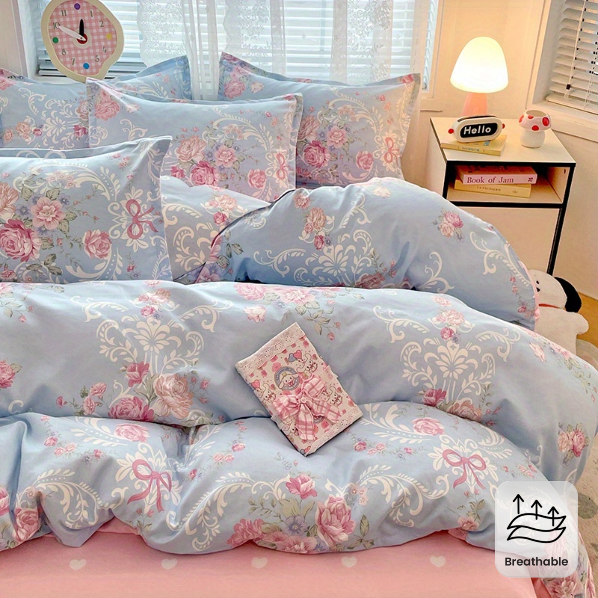 4pc Pastoral Bedding Set Soft  - Linen Duvet Cover reseña y precio