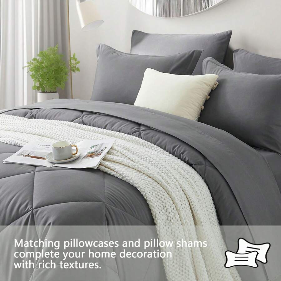 5/7 Piece Solid Color Bed Comf - Quilt Cotton Summer reseña y precio