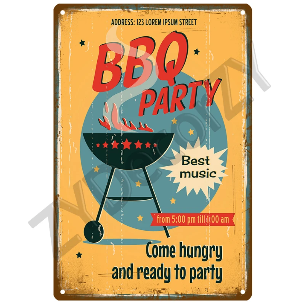 Retro BBQ Sign - Vintage Wall  - Vintage Home Textiles reseña y precio